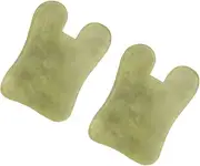 HAKIDZEL 2Pcs Jade Board for Facial Massage Tool Natural Green Scraping Plate for Enhanced Product Absorption and Comfortable to Hold present for Friends and Family