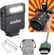 Godox IM22 Mini Camera Manual Rechargeable Flash, Taller Profile Reduces Lens Shadow, 440 Pops, 5 Power Levels, 3S Recycle, Godox Flash for Sony zve10/Sony zv1/Sony a7iii/Ricoh gr3/Fujifilm f1 etc