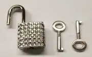 Nickel Plated Padlock with Rhinestones -Chrome bling shine fancy jewels box p...