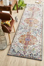 Summon Carnival White Transitional Runner Rug