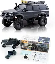 FCX18 FMS 1/18 Brushless RC Crawler, Toyota Cruiser LC80 Pro Offroad Trucks 4X4 RC Rock Crawler with Portal Axles, LED Lights for Adults (Black)