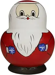 Matryoshka Russian Nesting Dolls 10-Piece Matryoshka Santa Pattern Nesting Dolls Wooden Educational Toy Cute Christmas Commemorative Gift Cute and Fun Gift (Color : Red+White)