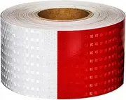 Reflective Tape， Fluorescent Reflector Strips, High Visibility Outdoor Self-Adhesive Reflective Tape for Bikes Cars Ships Motorcycles Raincoat(Red White,10 cm x 50 m)