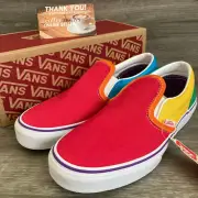 Vans Classic Slip-On Rainbow Colorblock Multicolor White Size 7.5 Women's NWB