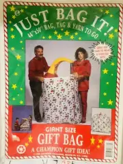 Vintage Giant Size Christmas Gift Bag With Tag Yarn Snow Man Snow Men New Sealed