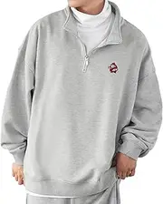 [improves] Inprobes 70220 Men's Sweatshirt, Side Waystance Embroidered One-Point Fleece Lined Half Zip Sweatshirt, C-Heathered Gray, S