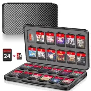 Switch Game Case Holder with 24 Cartridge Slots and 24 Micro SD Card Black