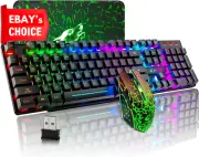 Wireless Gaming Keyboard Mouse Combo RGB Backlit Rechargeable 4000mAh