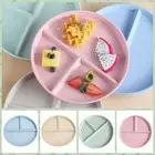 Reusable Food Tray 3 Grids Compartment Plate Round Divided Plate Snack