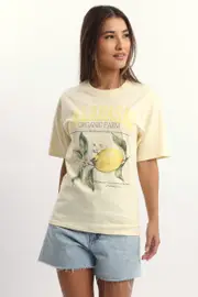 Yellow Graphic Tee Short Sleeve - Size 6XXS, Women's Graphic Tee