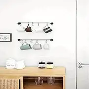 2 Ps Wall-Mounted Coffee Cup Holder Metal Mug Display Black Modern Style
