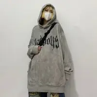 在飛比找蝦皮商城優惠-【M-3XL】春秋季美式復古連帽麂皮絨大學T男女歐美高街長袖