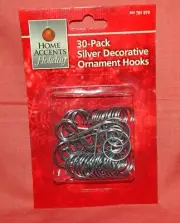 NEW HOME ACCENTS = 30 PACK SILVER DECORATIVE ORNAMENT HOOKS = 761 979 HD011902A