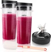 Single Serve 16 oz Blender Cups&6 Fins Blender Blade Assembly Replacement Parts