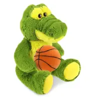 DolliBu Green Alligator Stuffed Animal with Basketball Plush Toy, 12 Inch