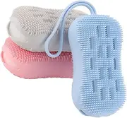 FRCOLOR 3Pcs Exfoliating Silicone Body Scrubber Double- Sided Bath Shampoo Brush Body Brush Silicon Loofah for Skin Care Scalp Massager