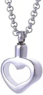 DOTUIARG Heart Cremation Urn Pendant Ashes Necklace Pendant Keepsake Memorial Jewelry with Free Chain