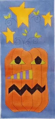 Ewe & Eye Pumpkin Halloween Hand Painted Needlepoint Canvas 18 Mesh Stars