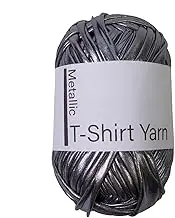 Metallics T-Shirt Yarn, 1.8cm x 40m Shiny T-Shirt Yarn, Glossing Yarn, Metallics Knitting Yarn, Knitting Fabric Cloth Tshirt Yarn, Fashionable Crochet Knitting Yarn, for Crocheting Bags, Baskets