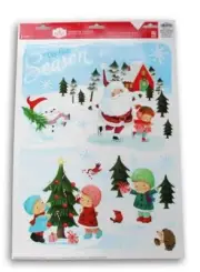 Christmas Static Cling for Windows or Mirrors - Elegant Santa Ice Skating