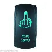 GREEN 2 POSITION ROCKER SWITCH LASER ETCHED 20A 12V FINGER REAR LIGHTS OFFROAD