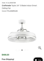 Craftmade TYL243 Taylor 24" 3 Blade Indoor Smart Ceiling Fan - White