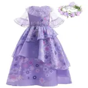 Kids Encanto Isabela Cosplay Costume Children Girls Dress + Wreath Outfit Gift