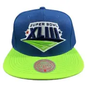 Super Bowl XLIII Mitchell & Ness NFL Snapback Hat 3D Logo Blue Green Cap STEELER