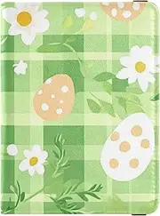 [Amooorous] Easter Day Floral Green Leather decorative Passport Holder Cover Wallet Travel Documents Organizer Protector Passport Case Travel Documents Wallet Ultra Slim, Easter day Floral green, 1 size