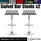 Artiss 2 Set Fabric Bar Stools Swivel Bar Stools Grey Chrome Polyester Steel