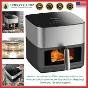 Stainless Steel Air Fryer 9 Qt Large Window Dual Heating 12-in-1 Cooking