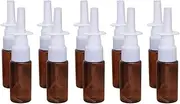 Healeved 10Pcs 15ml Nasal Sprayer Bottles Refillable Empty Spray Bottles Portable Fine Mist Sprayers, (Brown Pet + 18R Direct Injection)