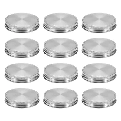 12Pcs Wide Mouth Mason Jar Lids, 86mm Stainless Steel Mason Storage Covers Caps