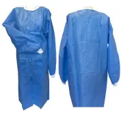 Medical Disposable Lab Coat Gown Knee Length SMS with 3 Pocket Blue 30 Pieces
