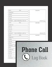 Grey Black: Phone Call Log Book Telephone Message Book Call Log Book for Business Simple Phone Call Log Book Telephone Message Tracker