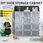 48 Pairs DIY Shoe Box Cube Cabinet Stackable Organiser Storage Rack Stand Black