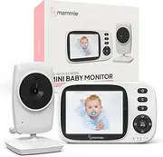 Mammie Portable Baby Monitor with Camera, 360 Degree Camera, Baby Monitor Without WiFi, VOX Function, Intercom, Night Vision, Temperature Sensor, Lullabies, Long Battery Life