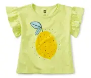 TEA COLLECTION Lemon Fresh Flutter Sleeve Top - Kiwi - NWT Girls 12