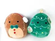 Leama Christmas Tree + Jordan Gingerbread Man Squishmallow 11" Inches NEW TAGS