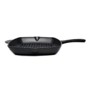 Classica 26cm Pre-Seasoned Cast Iron Grill Square Induction/Stove Pan Black