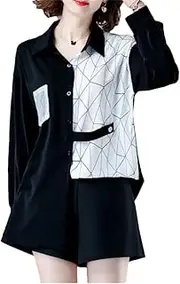 [Generic] Women Spring Elegant Long Sleeve Striped Chiffon Shirts Fashion Loose Casual Blouse