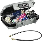 Newest Travel Safe Box for Home, Ankilo Portable Beach Safe Box, Combination Safe Anti-Theft Lock Box, Safe Waterproof Mini Security Case with Removable Wire Rope Security Box for Office,Cars(Gray)
