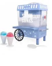 Nostalgia Snow Cone Maker Tabletop Shaved Ice Machine with 2 Reusable Cones & Ic