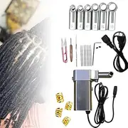 Electric Handheld Dreadlock Maker, 6/8/10/12/14/16mm Crochet Twisting Braiding Machine with 20 Automatic Crochet Needles, Instant Mini Dreadlocks Crochet Braiding Making for Locs