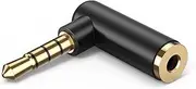 CableCreation Angle 3.5mm Audio Adapter, 1/8 TRRS Stereo Headphone Connector Male to Female Compatible with Headset, Tablets, MP3 Players,Game Controller,Speakers,Black
