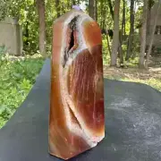935g natural red agate geode obelisk quartz cluster crystal tower healing