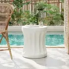 Earleant Outdoor Side Table, Lightweight Concrete Garden Stool with Round top