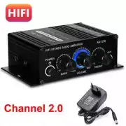 Amplifier 2.0 Channel Home Amp Bass&Treble Adjustment Stereo Audio Sound System
