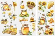 HICOHAND Bees and Honey Furniture Transfers, 3 Sheets Spring Sunflower Honeybees Rub on Transfers Stickers Waterproof Decals for DIY and Home Decoration Wood Glass Crafts