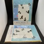 IKEA RACHEL DEACON Animals GREETING CARDS LLAMA & COW 1999 SET OF 2